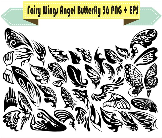 570x486 Fairy Wings Angel Butterfly Silhouette Vector Clipart Png Eps Etsy
