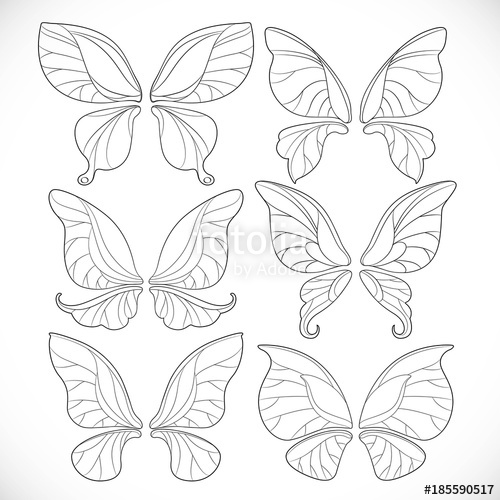 500x500 Fairy Wings Different Form Outlines Set Isolated On A White