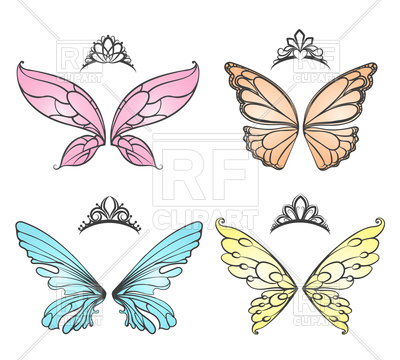 400x360 Fairy Wings With Princess Tiara Vector Image Vector Artwork Of