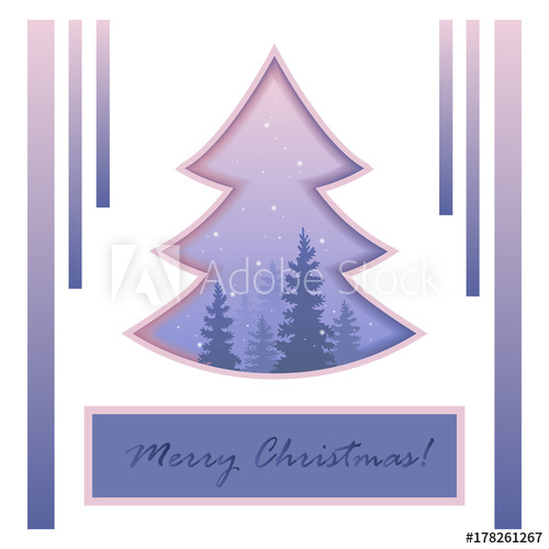 500x500 Christmas Tree. Winter In The Forest. Snowstorm. Faith. Vector