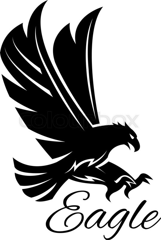 538x800 Eagle Bird Black Icon. Vector Heraldic Emblem Of Powerful Wild