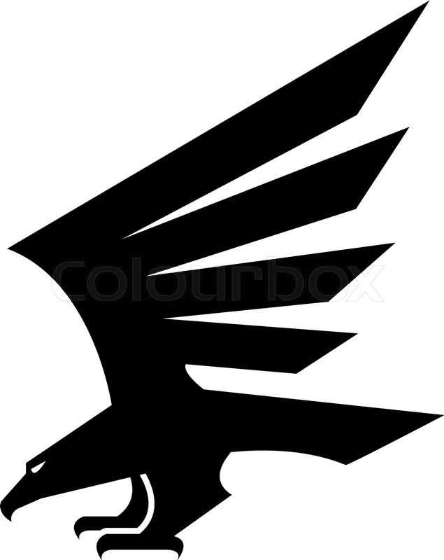 635x800 Eagle Isolated Sign. Vector Heraldic Black Falcon Bird Symbol With