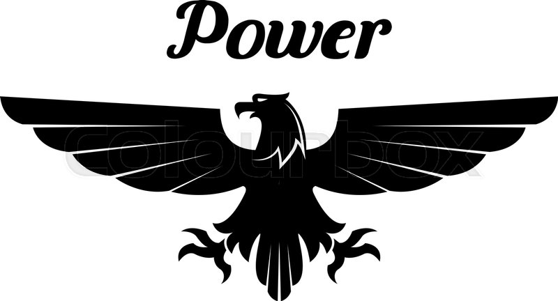 800x432 Black Eagle Emblem. Heraldic Gothic Vulture Or Falcon Isolated