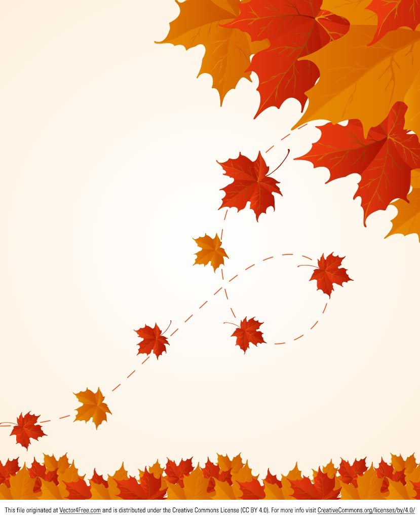 829x1026 Free Red And Orange Fall Leaves Vector Background