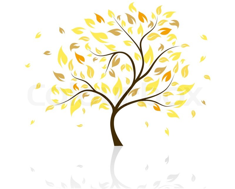 800x642 Vector Illustration Of Autumn Tree With Falling Leaves Stock