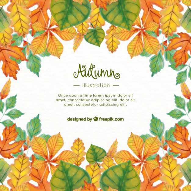 626x626 Watercolor Fall Leaves Background With Template Vector Free Download