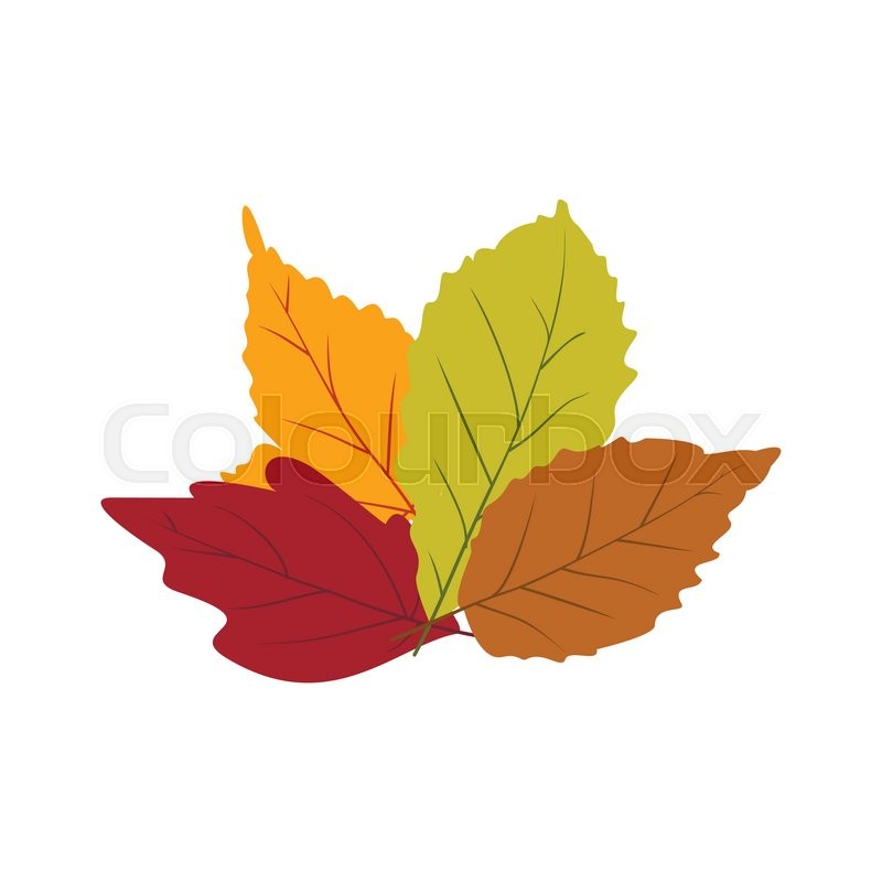 800x800 Autumn Leaves Icon In Flat Style Isolated On White Background