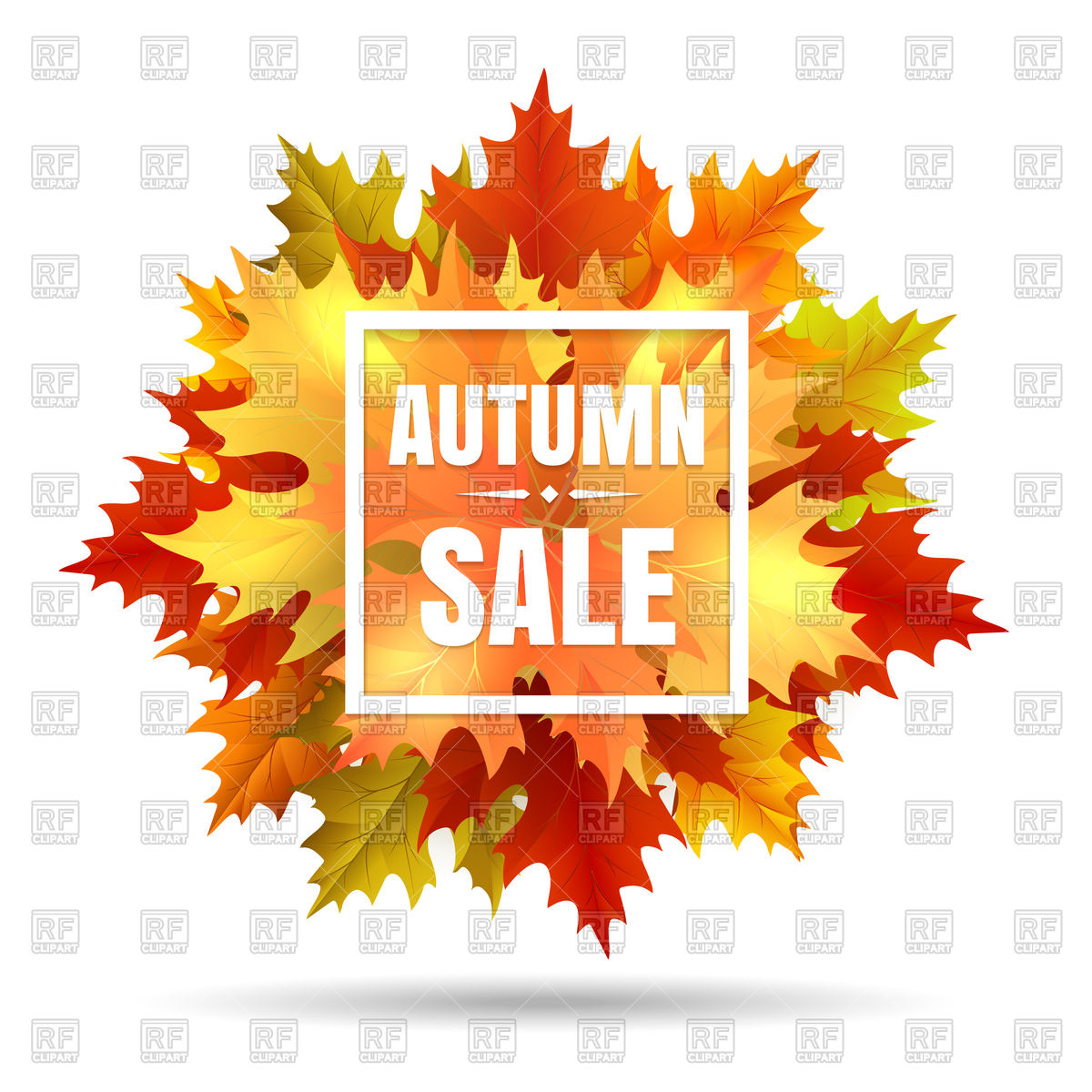 1200x1200 Autumn Sale Banner With Fall Leaves Vector Image Vector Artwork