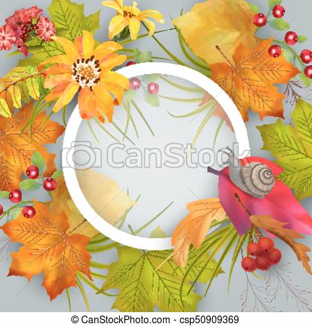 450x470 Vector Autumn Card. Artistic Creative Autumn Card. Fall Vector