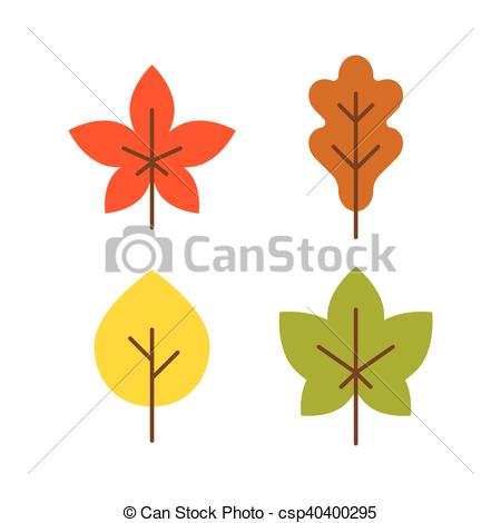 450x470 Autumn Leaves Icon Flat Style Vector. Multicolor Autumn Leaves