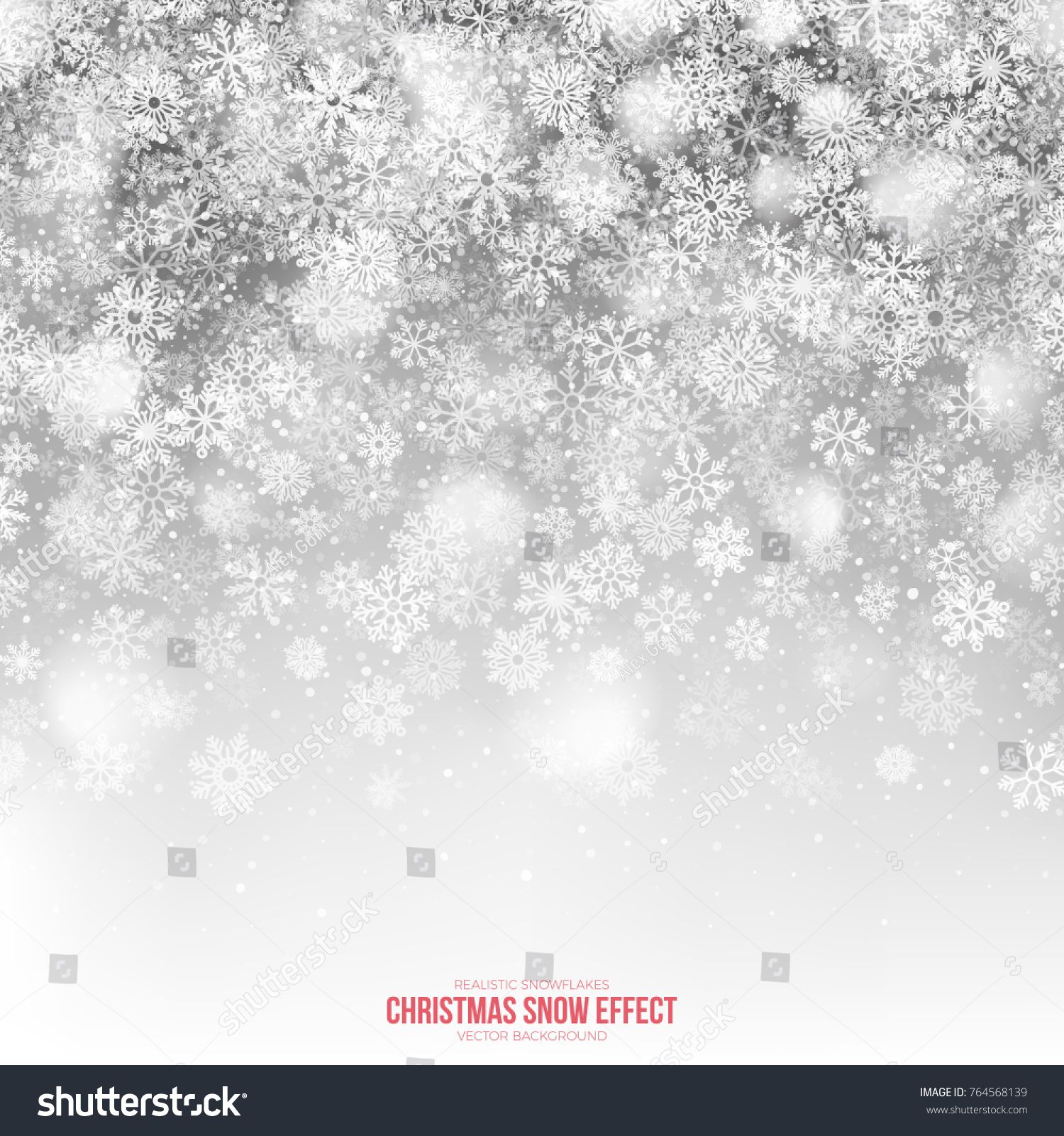 1500x1600 Vector Falling Snow Effect With Silver Realistic Snowflakes