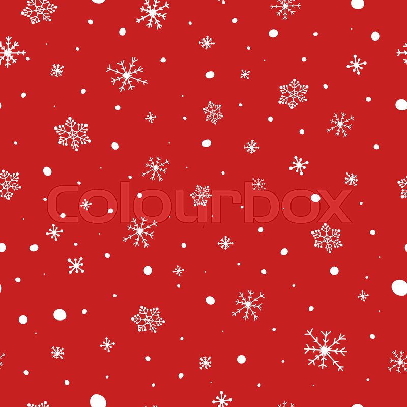 800x800 Christmas Seamless Pattern. White Snowflakes On Red Background