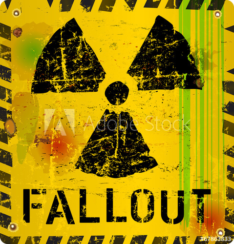 479x500 Nuclear Fallout Warning Sign, Vector Illustration