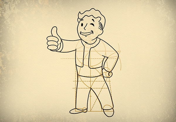 600x415 How To Draw Vault Boy From The Fallout Series Step By Step