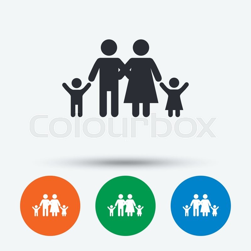 800x800 Family Icon. Parents With Children Symbol. Family Insurance. Round