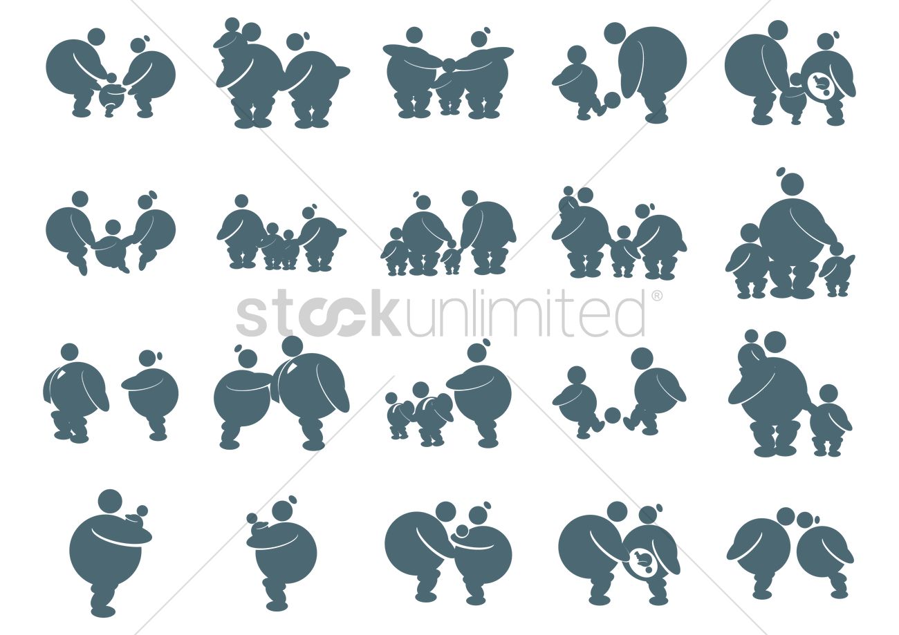 1300x919 Fat Family Icons Vector Image