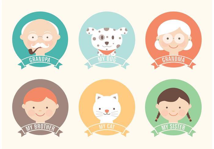 700x490 Flat Family Vector Icon Set