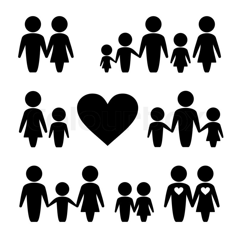 800x800 People Family Icons Set. Female, Male And Children Stock Vector