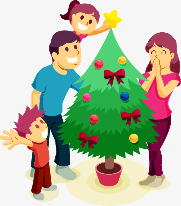 581x663 A Four Christmas, Christmas Tree Decoration, Family Portrait