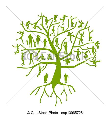 450x470 Family Tree, Relatives, People Silhouettes Vector Illustration