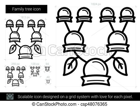 450x344 Family Tree Line Icon. Family Tree Vector Line Icon Isolated On