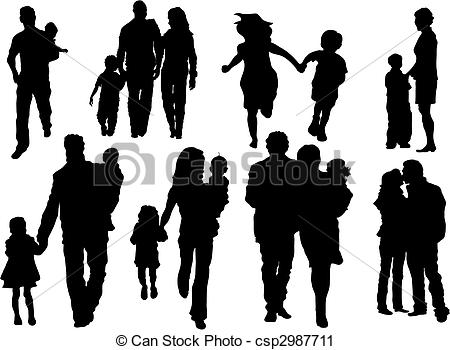 450x350 Happy Family. Vector Set Of Happy Family Silhouettes .