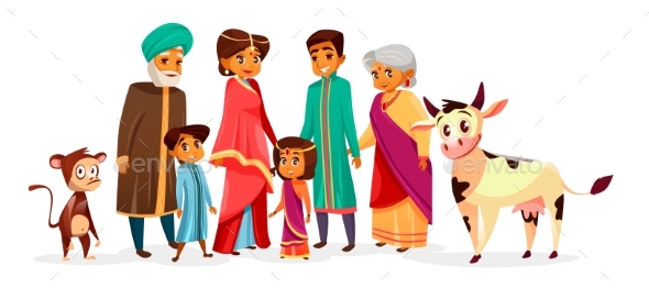590x262 Indian Family Vector Cartoon Illustration By Vectorpouch