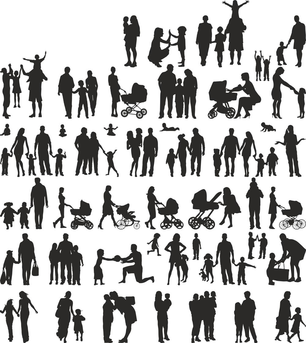 1000x1118 Family Silhouette Vector Set Free Vector Download