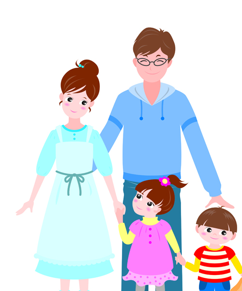 500x600 Vector Happy Family Together Design Elements 05 Free Download