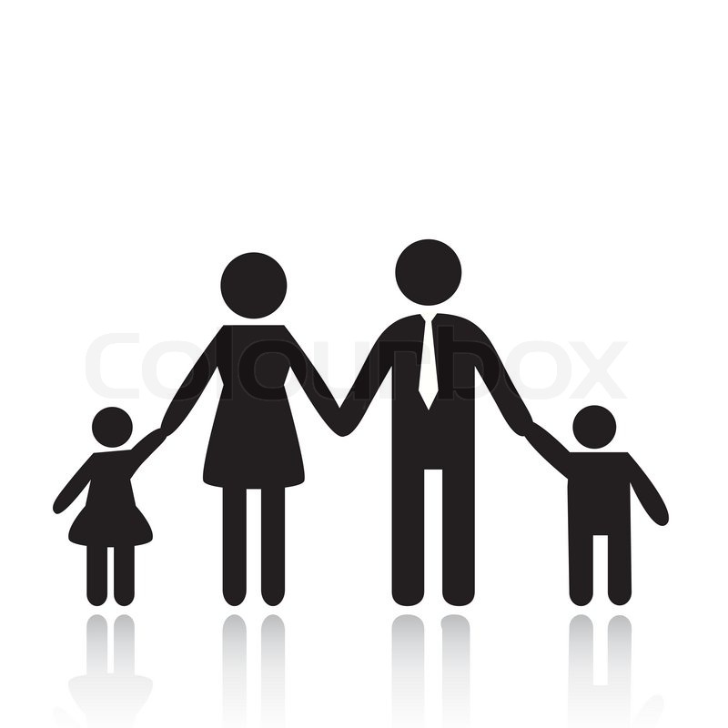 800x800 Silhouettes Of Woman, Man, Children, Family, Vector Illustration