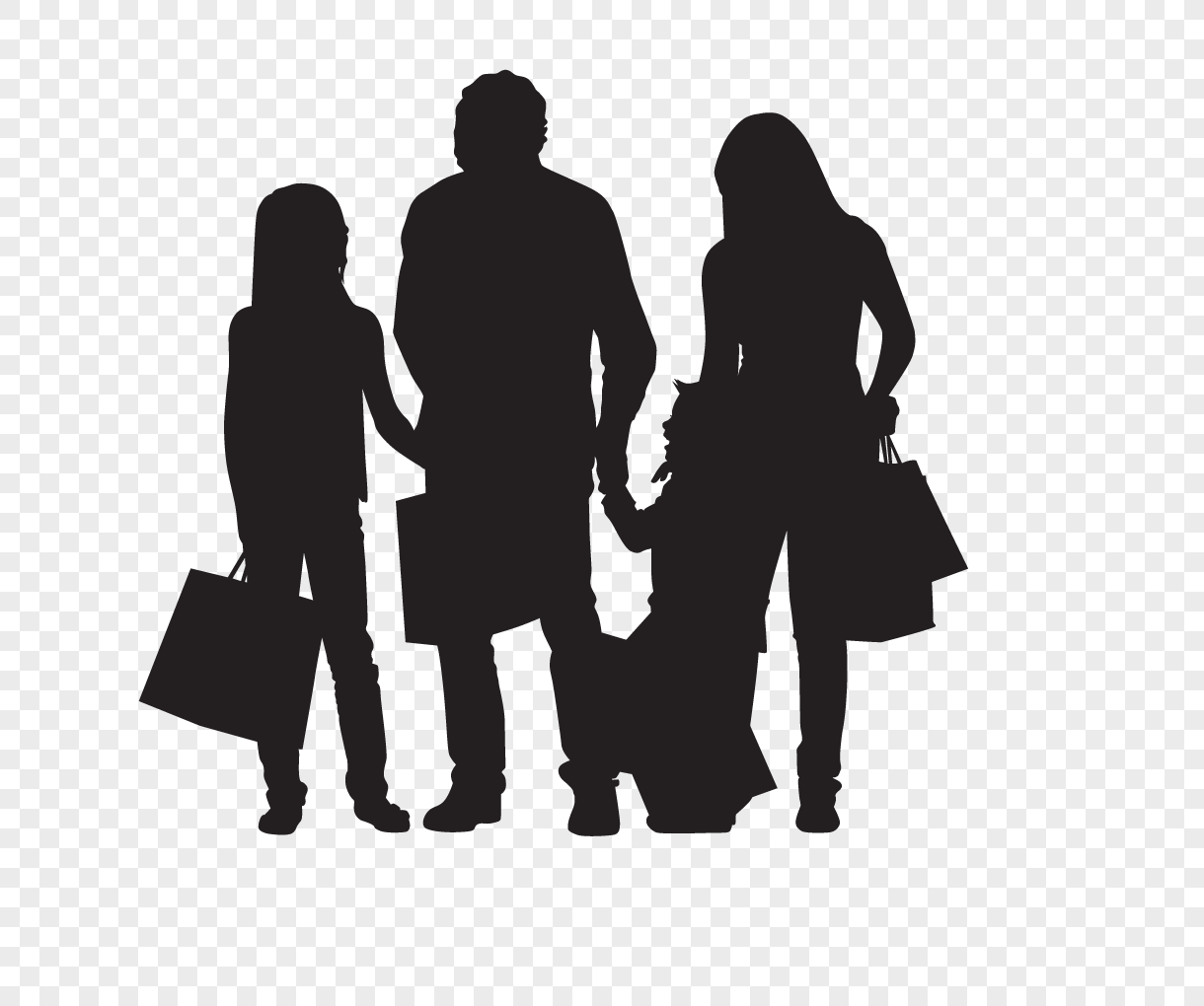 1220x1020 Family Travel Shopping Silhouette Vector Material Png