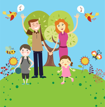360x368 Happy Family Vector Illustration In Colorful Cartoon Style Png