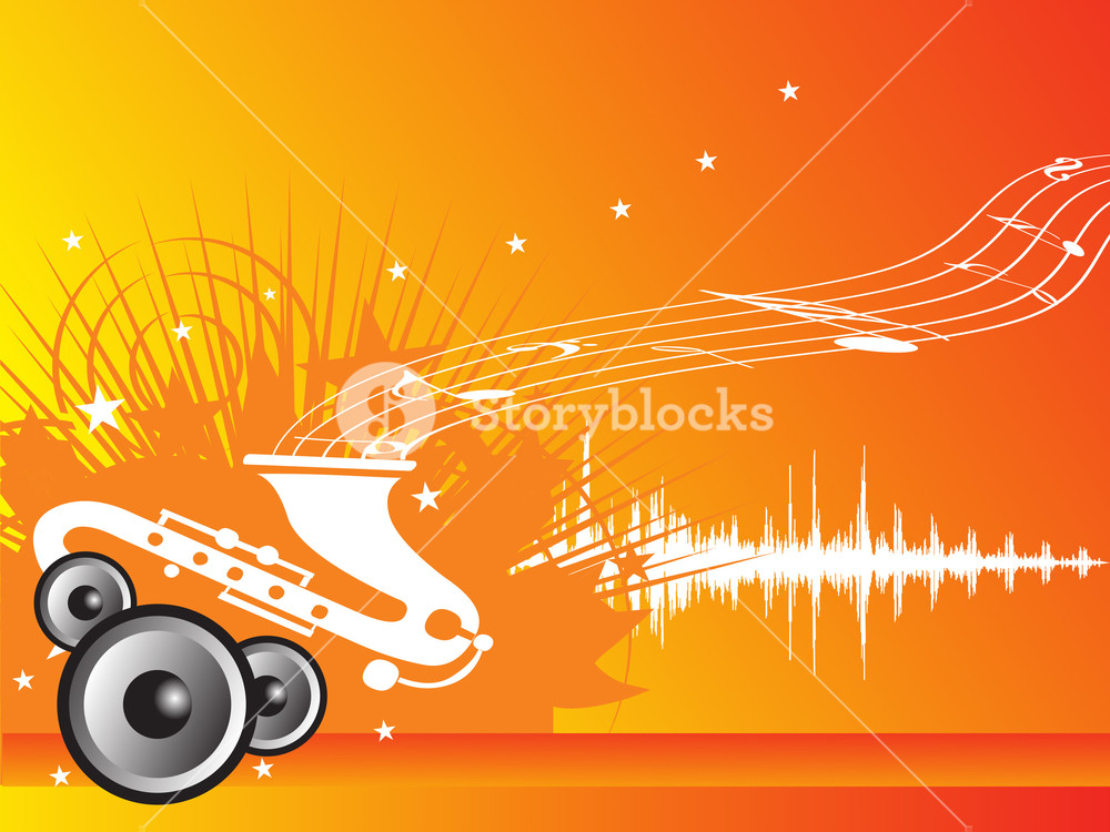 1000x750 Music Fan Vector Illustration With Orange Background Royalty Free