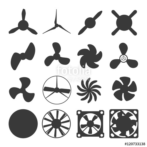 500x500 Turbines Icons Propeller Fan Rotation Technology Equipment. Fan