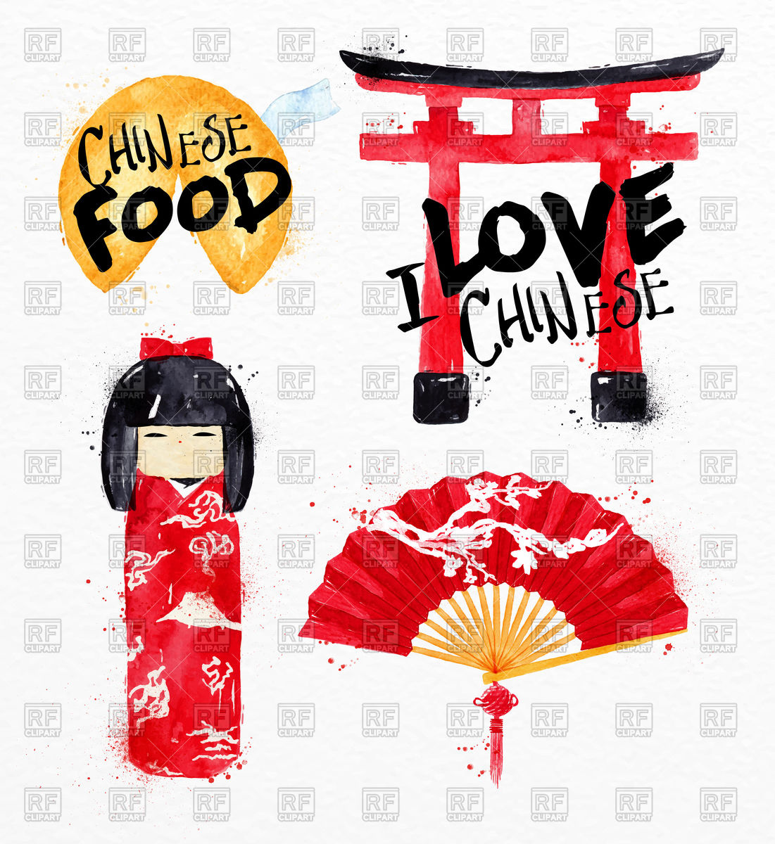 1101x1200 Chinese Symbols Fortune Cookies, Kokeshi Doll, Gate, Chinese Fan