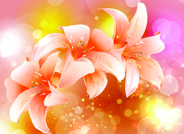 600x438 Fancy Colorful Flowers Background Vector Free Download