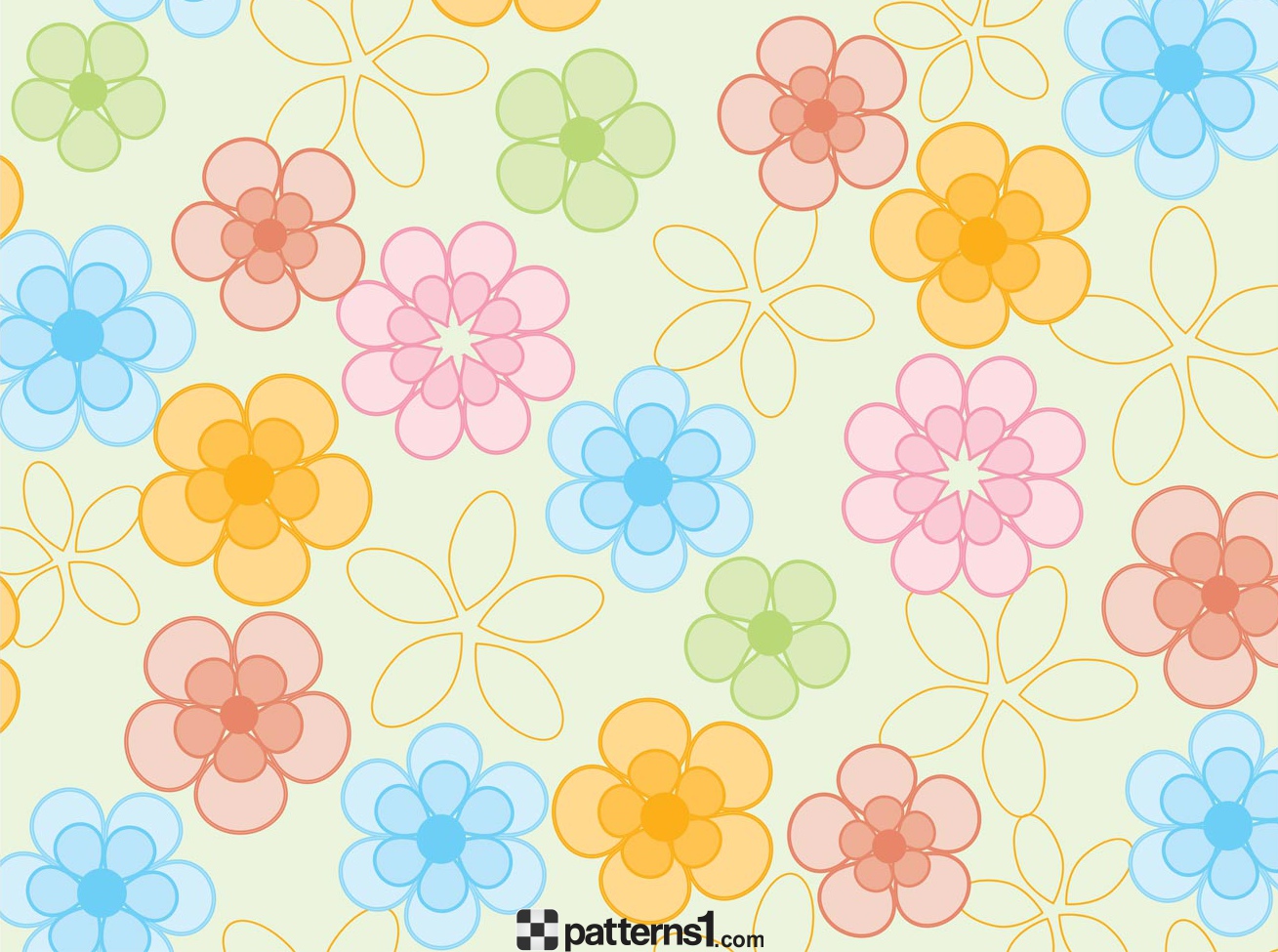 1309x975 Fancy Spring Colored Flowers Background Vector Pattern Design By