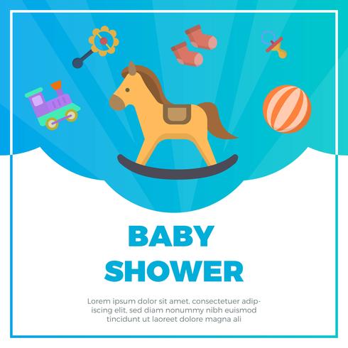 490x490 Flat Baby Shower Elements With Fancy Background Vector