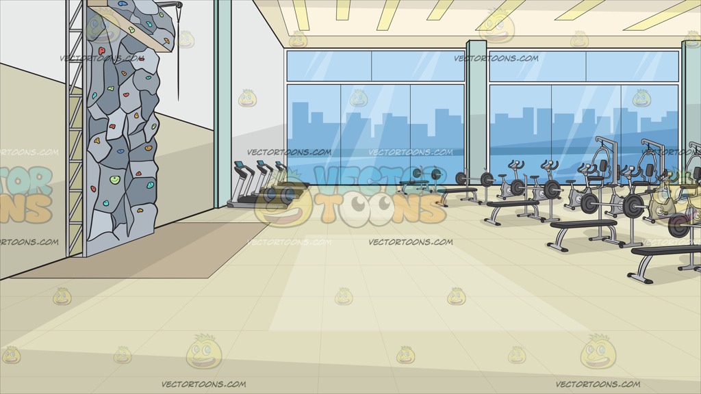 1024x576 Inside A Fancy Gym With Rock Climbing Wall Background Clipart By