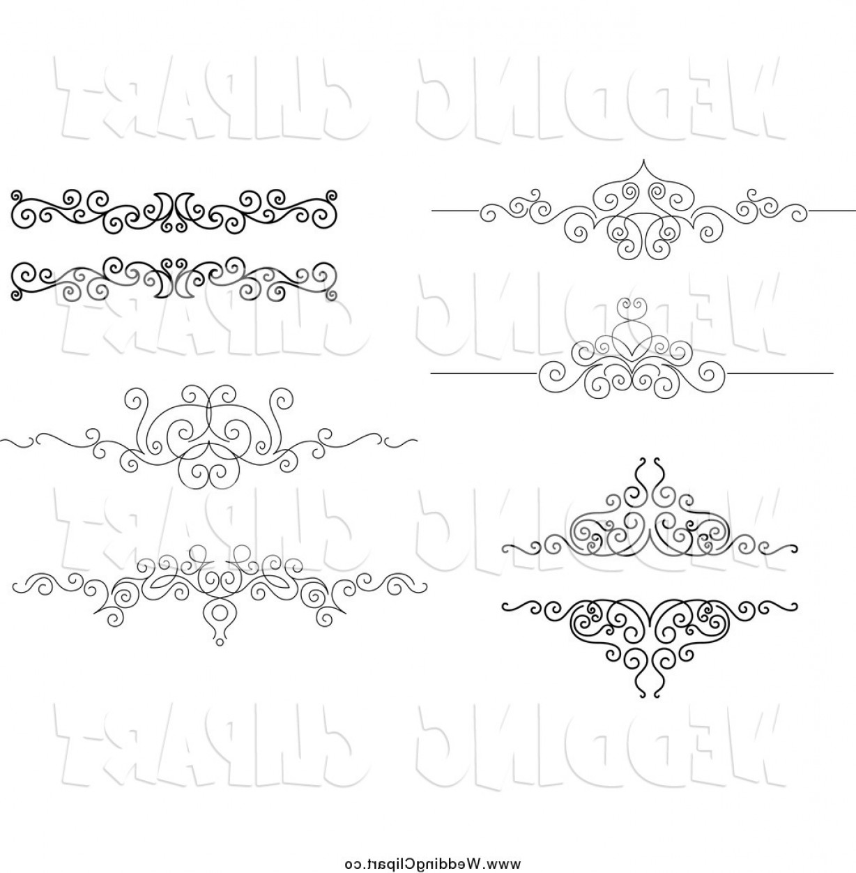 1228x1252 Vector Marriage Clipart Of Black And White Ornate Swirl Wedding
