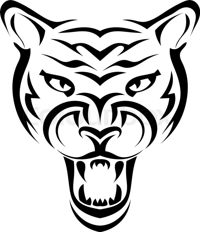 687x800 Silhouette Of Tiger Full Face, The Evil Beast Bares Its Fangs