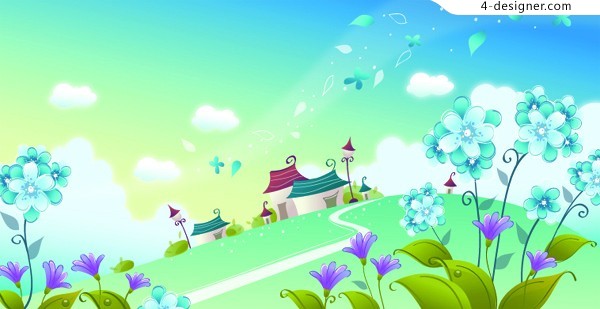 600x309 4 Designer Korean Fantasy Landscape Vector Material