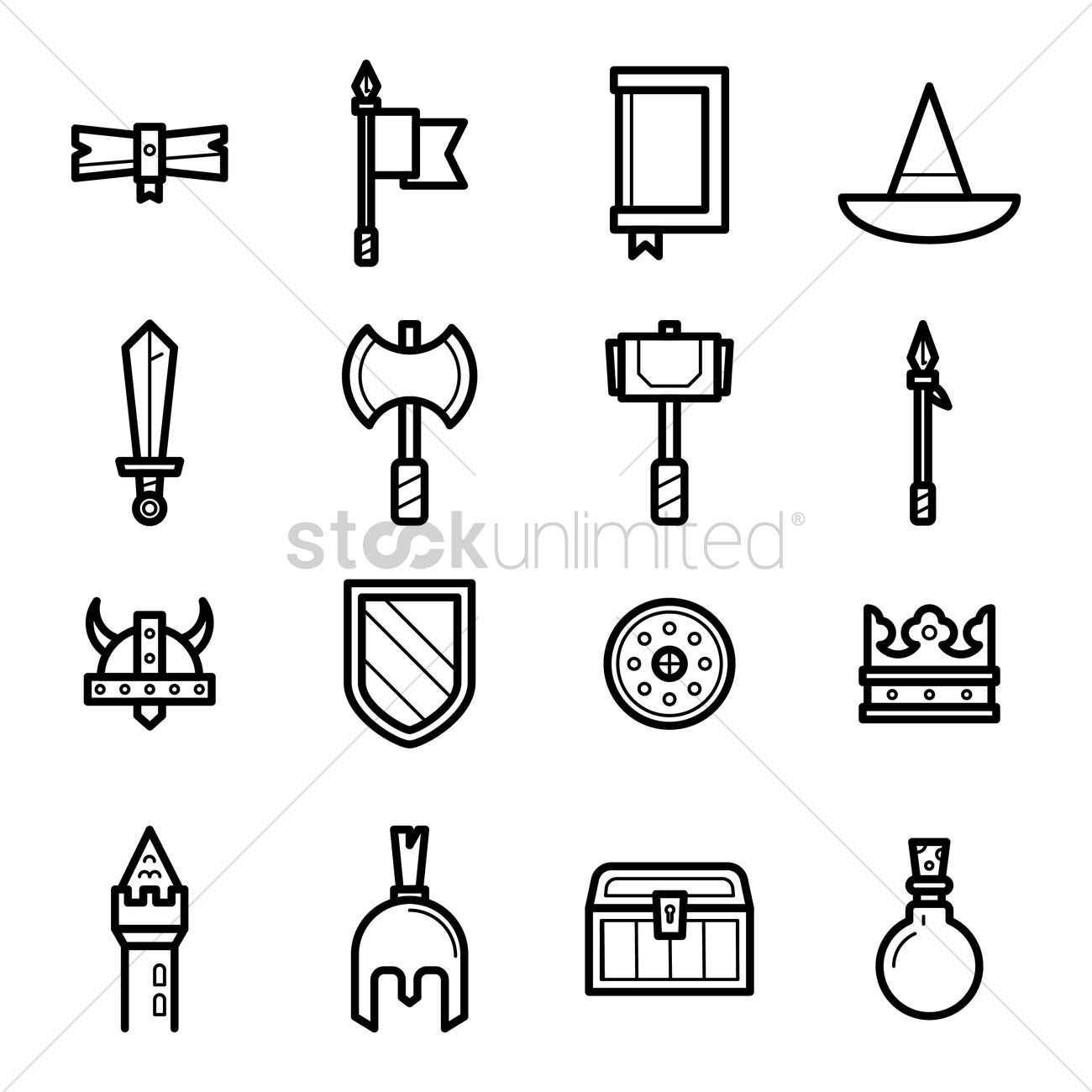 1300x1300 Set Of Fantasy Icons . Vector Image