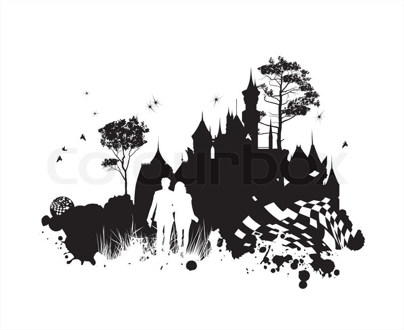 800x654 Couple In Love In The World Of Fantasy Black And White Stock