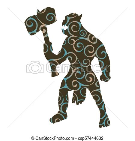 450x470 Orc Pattern Silhouette Monster Villain Fantasy. Vector Illustration.