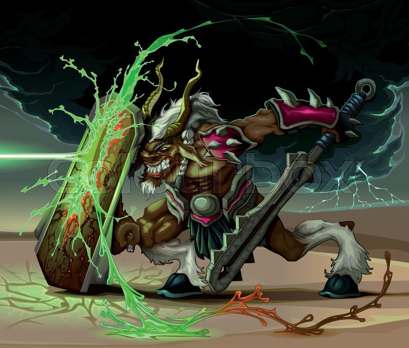 800x681 The Beast Is Defending From Lighting Ball. Fantasy Vector