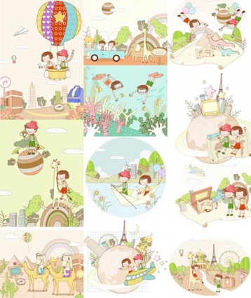 358x425 Travel Theme Vector Fantasy Children Drawings Vector Art