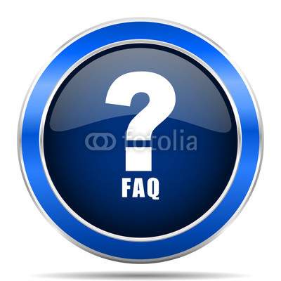 400x400 Faq Vector Icon. Modern Design Blue Silver Metallic Glossy Web And