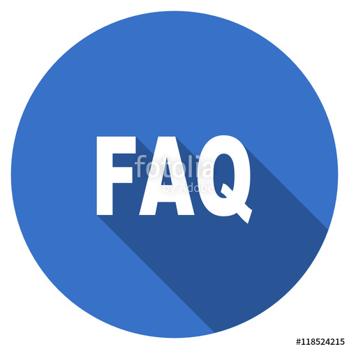 500x500 Flat Design Blue Round Web Faq Vector Icon Stock Image And
