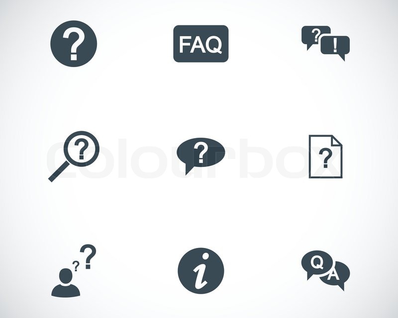 800x640 Vector Black Faq Icons Set On White Background Stock Vector